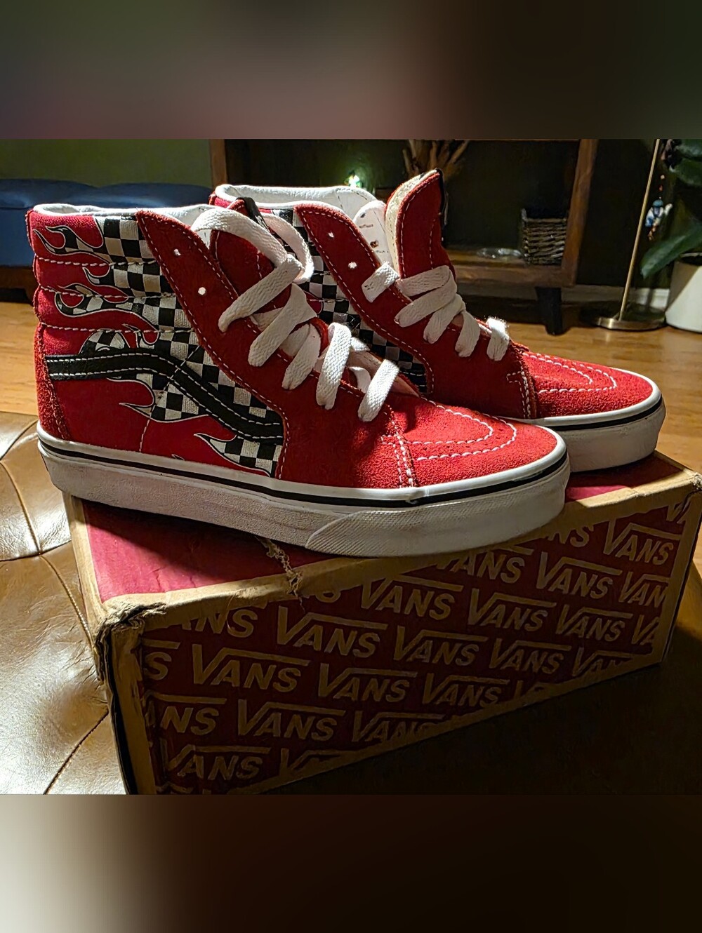 Vans Red Checker Flame Sk8-Hi Sneakers